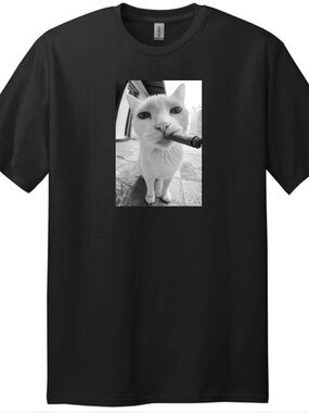 Funny Cat Cigar Shirt Meme Graphic Tee Black Unisex Viral Aesthetic